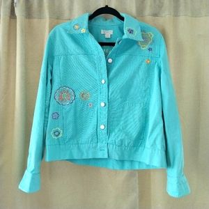 Embroidered Denim Jacket Christopher & Banks Robins Egg Blue Embroidered…